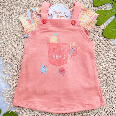  Conj. Blusa Frutinhas e Salopete Tutti Friends - Salmão